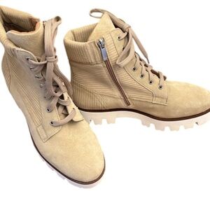 AQUATALIA Myla Corduroy / Leather Suede Combat Boots - Size 9.5